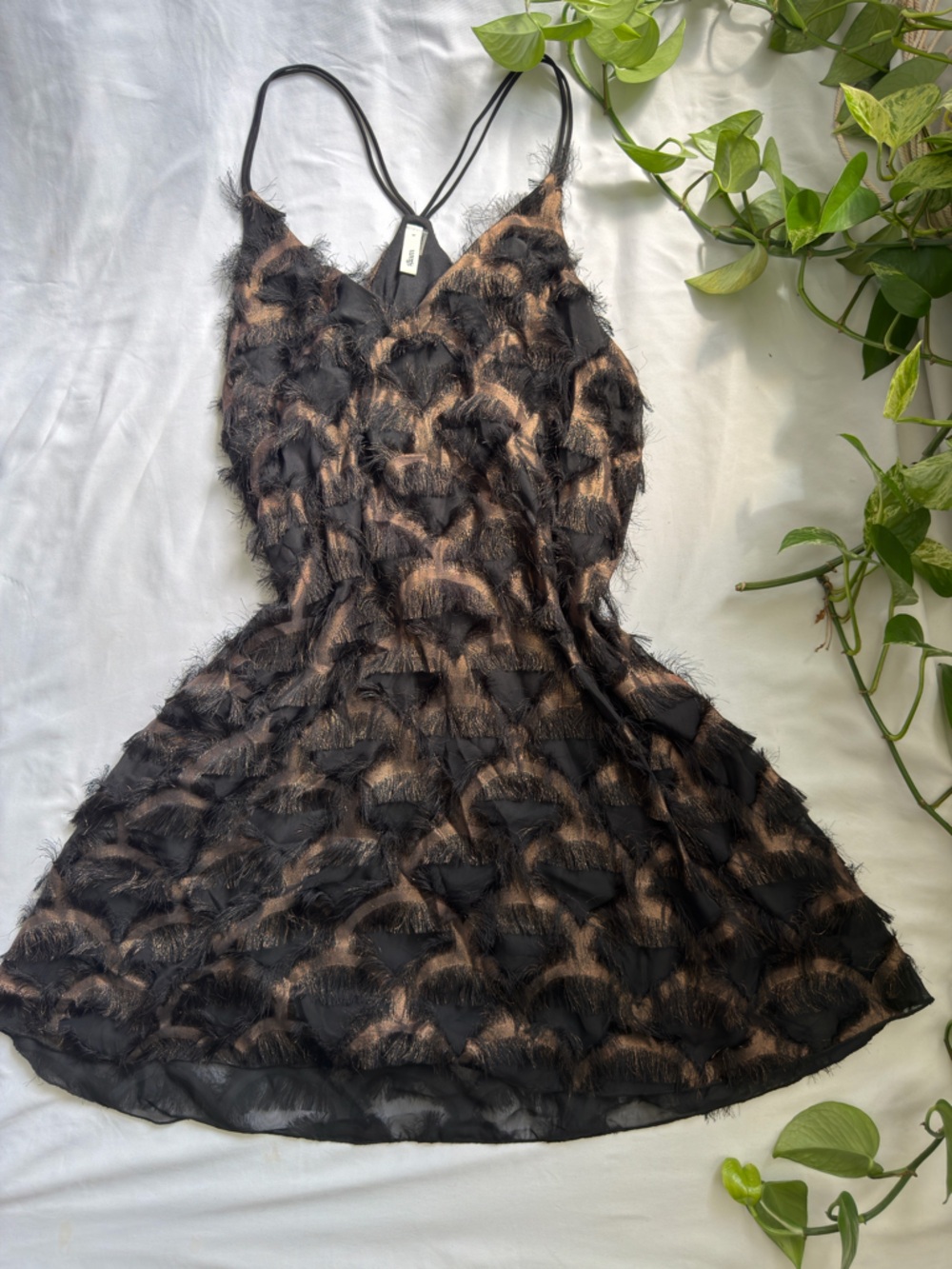 Glam Black Dress with Bronze Accents